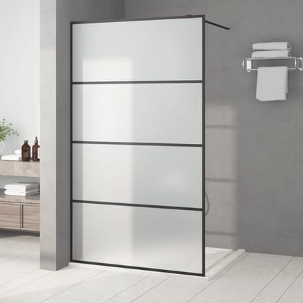 vidaXL - Inloopdouchewand - 115x195 - cm - mat - ESG-glas - zwart