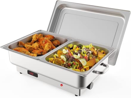 Elektrische Buffet Warmer Set - 2x RVS Chafing Dish met Temperatuurregeling - Warmhoudschaal voor Catering en Feesten