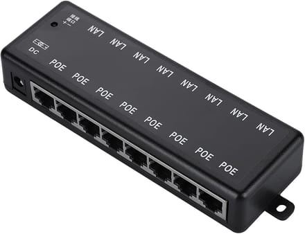 PoE Adapter - Ethernet Injector - Netwerk Voeden - 8 Poorten - DC12V-48V - Zwart