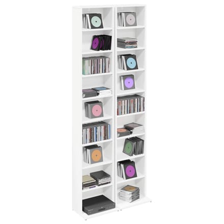 vidaXL - CD - Kast - 2 - st - Wit - 33 - x - 23,5 - x - 175 - cm - Bewerkt - hout