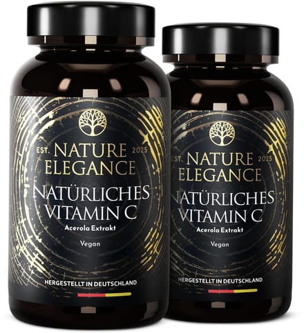 Nature Elegance Zuivere Vitamine C uit Acerola – Vegan, 360 Capsules, Duitsland
