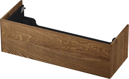 INK wastafelonderkast 1 lade greeploos push to open echt hout 120x45x38cm, massief eiken chocolate