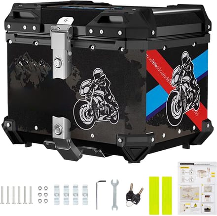 Topkoffer - Motorfiets Topkoffer - 65L - Aluminium - Waterdicht Snelkoppeling - Met 2 Sleutels
