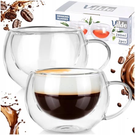 2x Dubbelwandige Thermische Glazen - 280ml - Voor Koffie & Thee