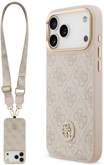 Guess Case 4G Strass Logo Grote Band Metalen Knopen Voor Iphone 17 Pro Max