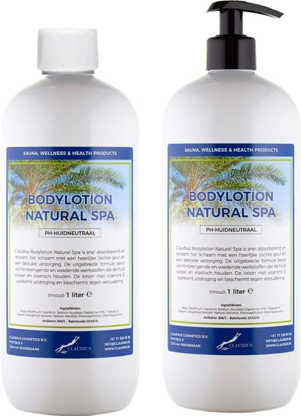 Bodylotion Natural Spa 1 Liter - met gratis pomp - set van 2 stuks