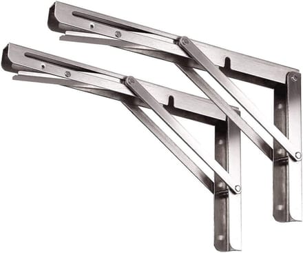 Opklapbare plankdrager 61 cm - Zware kwaliteit roestvrijstalen wandsteun voor doe-het-zelf projecten - Set van 2