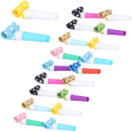Lot de 20 sifflets de fête colorés, style dessin animé, pour anniversaire white