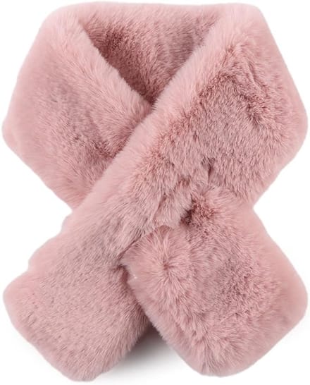 Sjaal van imitatiebont voor dames, wintersjaal, warme nekwarmer voor dames - roze