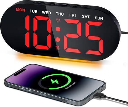 Digitale Wekker met Groot LED Display, Nachtlamp, USB Oplader, Datum, Temperatuur en Snooze