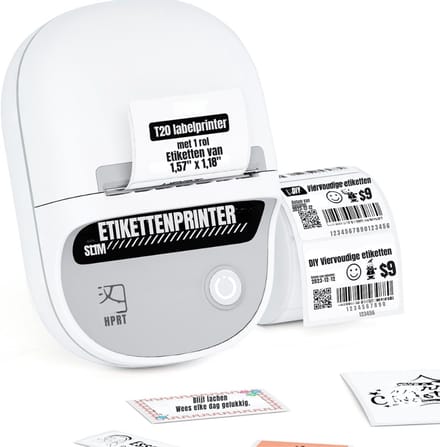 TIM® Labelmaker - Laberprinter - Draagbare Laberprinter - Bluetooth - 2 tot 5 cm Breed- Wit- 13cm x 10cm x 7cm