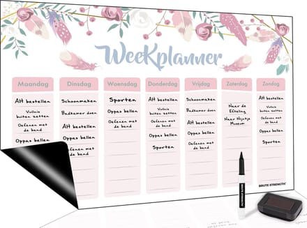 Brute Strength - Magnetisch Weekplanner whiteboard (37) - A3 - Planbord - Dagplanner kind  - To Do Planner kinderen