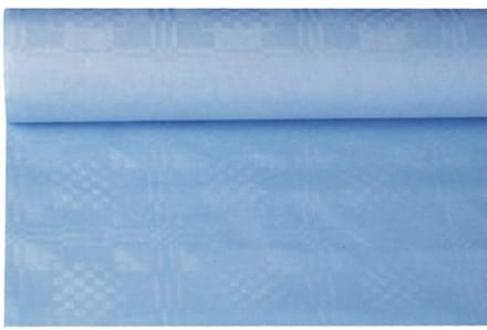12x Tafelkleed papier met damastprint 8 m x 12 m lichtblauw