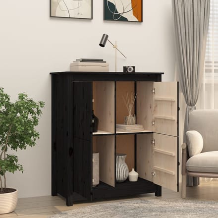 vidaXL - Dressoir - 83x41,5x100 - cm - massief - grenenhout - zwart