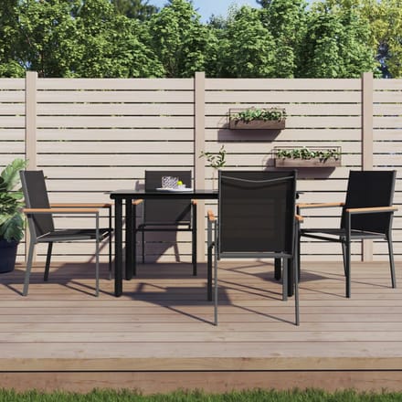 vidaXL - Tuinstoelen - 4 - st - 55x61,5x90 - cm - textileen - en - staal - zwart