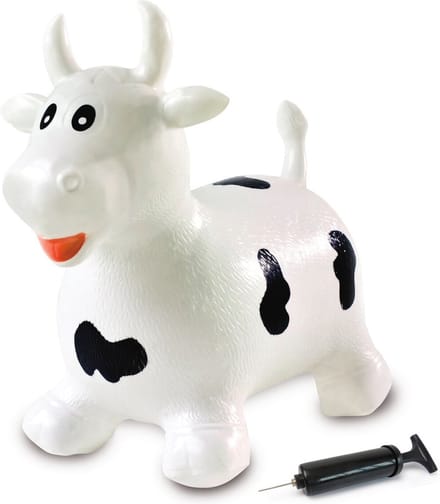 Jamara Skippybal - 460318 Skippydier Koe Wit Zwart Junior met Pomp
