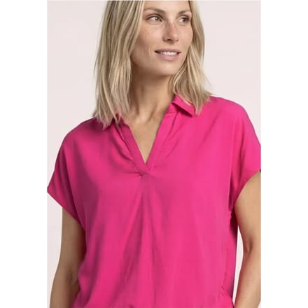 Blouseshirt met overhemdkraag en elastische zoom