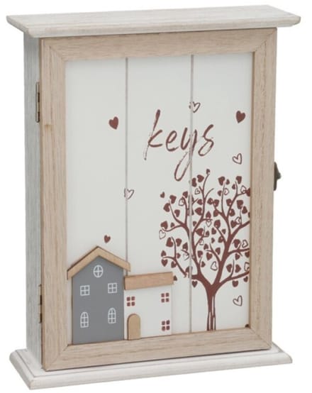 Gerimport Sleutelkast - hout - met print - home decoratie - L27 x B21 cm