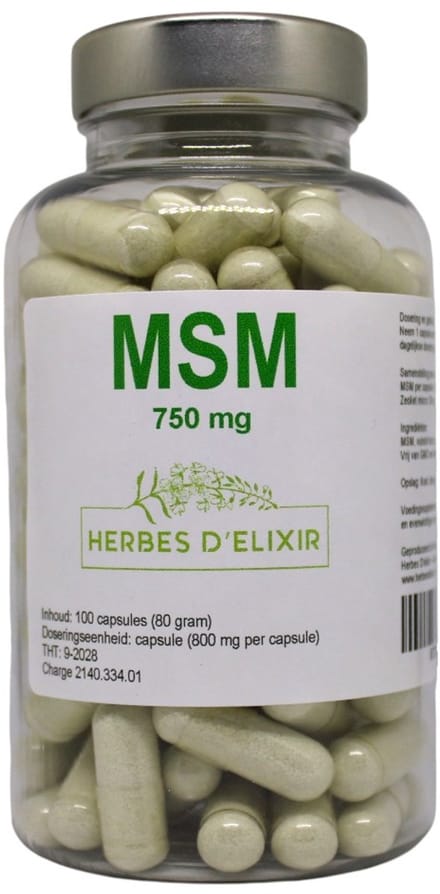 Herbes D'elixir MSM capsules - 750 mg per capsule - Vegan - 100 capsules