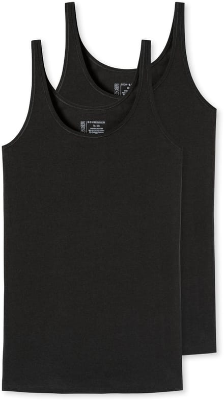 SCHIESSER 95/5 singlet (2-pack) - dames top biologisch katoen zwart