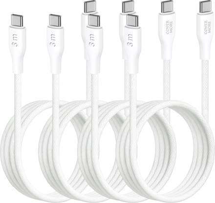 Usb C kabel geschikt voor Samsung - 3 meter - 4 stuks - Laadkabel - Oplaadkabel - Wit
