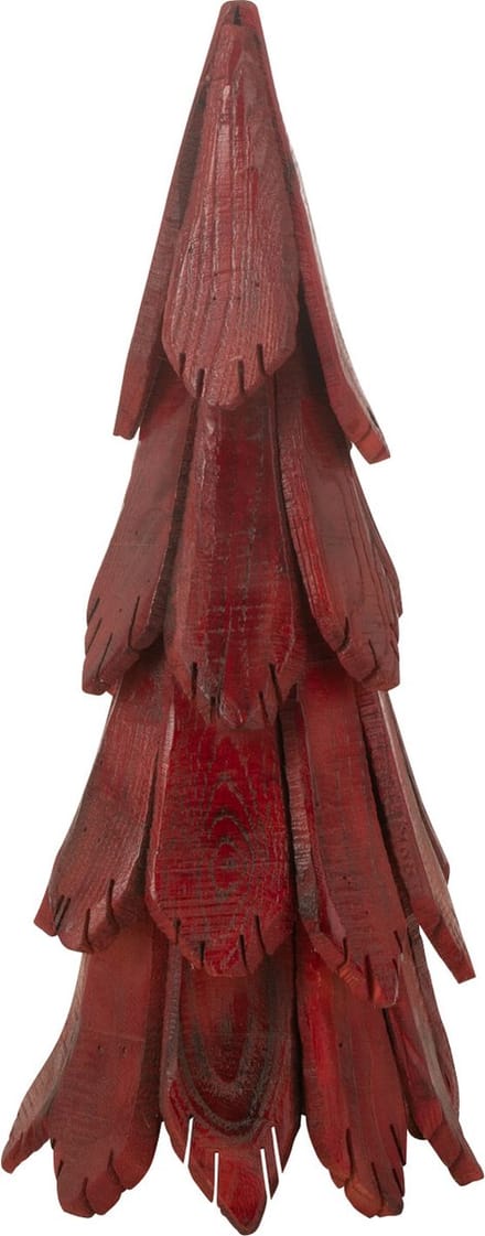 J-Line decoratie Kerstboom Stukken - hout - rood - small