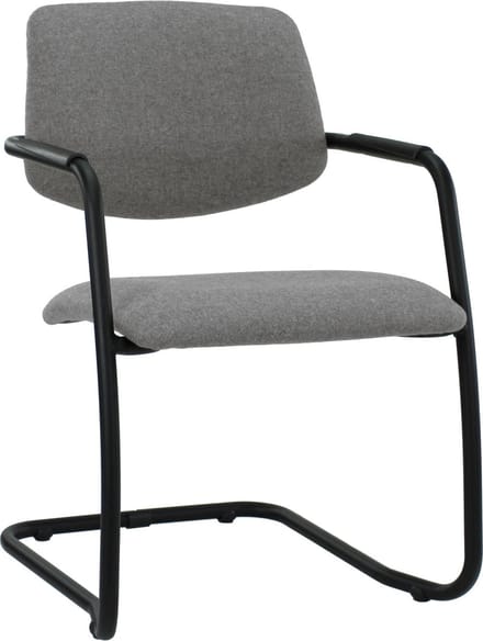Workliving Vergaderstoel X5 - Sledeframe - Wolvilt Fenice 602 middengrijs - frame zwart