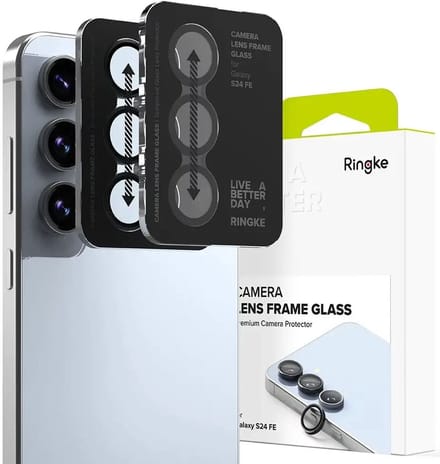 Ringke Frame Glass - Camera Protector Geschikt voor Samsung Galaxy S24 FE - Case Friendly - Tempered Glass voor Camera Lens Zwart - 2-Pack