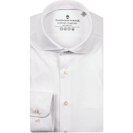 Thomas Maine Overhemd Roma Modern Kent Luxury Comfort Soft Liquid Cotton Wit / male