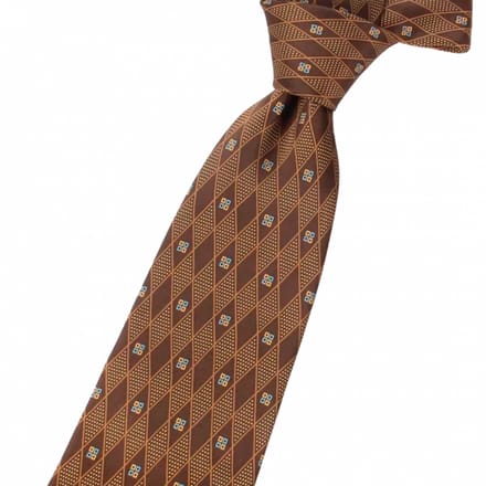 Stropdas 100% zijde bruin geruit 9 cm - Charme Bijoux
