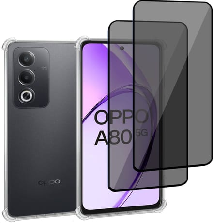Geschikt voor OPPO A80 - Hoesje + 2x Screenprotector – Gehard Glas Cover + Shock Proof Case - Transparant
