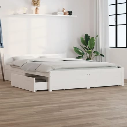 vidaXL - Bedframe - met - lades - wit - 140x190 - cm