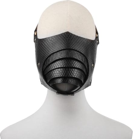 PU leren masker met mond opening - zwart