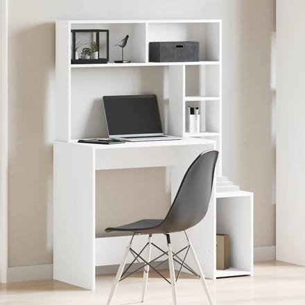 vidaXL - Bureau - met - schappen - 100x45x140 - cm - bewerkt - hout - wit