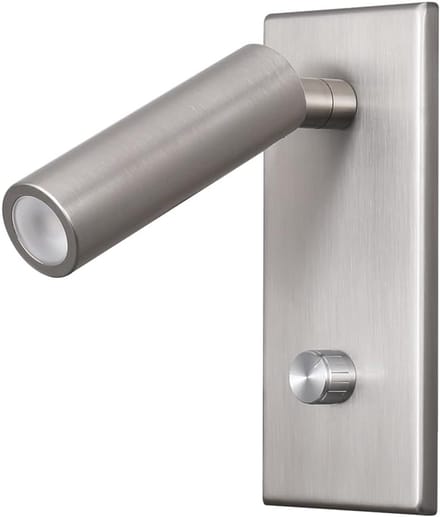 Wall Mounted Reading Lamp LED 5W - Warm White 3000K - Knob Dimmer Switch - Nickel Finished - for Reading