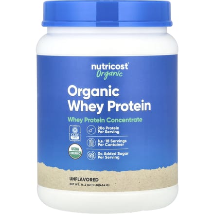 Nutricost, biologische wei-eiwit, ongeflavoreerd, 450 gram (454 gr)