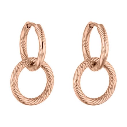Victorious Dames Oorbellen Roségoud – Dubbele Ring met Lijnen – 2CM