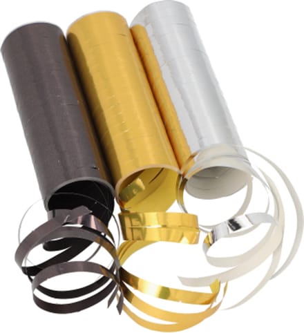 12x 3 Serpentines 4 m zwart/goud/zilver Metallic