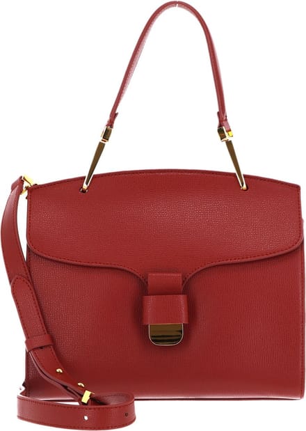 COCCINELLE Leren Handtas Schoudertas Neofirenze Text Handbag Acero Donkerrood