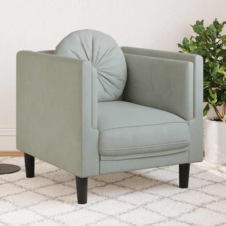 vidaXL - Fauteuil - met - kussen - fluweel - lichtgrijs