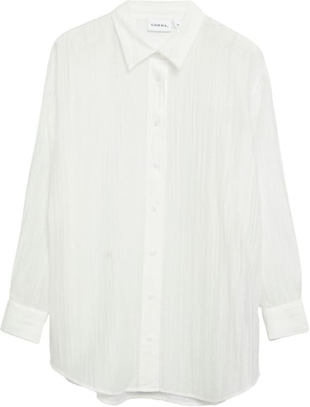 Semi-transparante gestructureerde lyocell blouse met lange mouwen voor dames COMMA