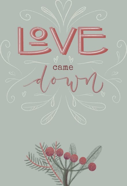 Kerstkaart Marjolein 'Love came down' ' 12 stuks met envelop