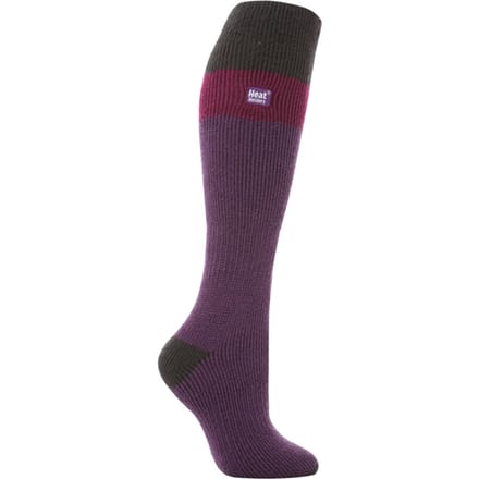 Heat Holders - Dames kniehoge thermo skisokken - Paars / Houtskool