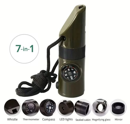 Survival Set – Kompas – Noodfluit - 7 in 1 - Fluit - Vergrootglas – Avonturen – Kamperen – Bergbeklimmen
