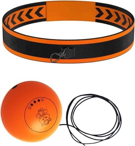 Boks Reflexbal - Reactietraining Bal - Hand Oog Coördinatie - Verstelbare Hoofdband - 3 Bal Maten - Oranje Bal