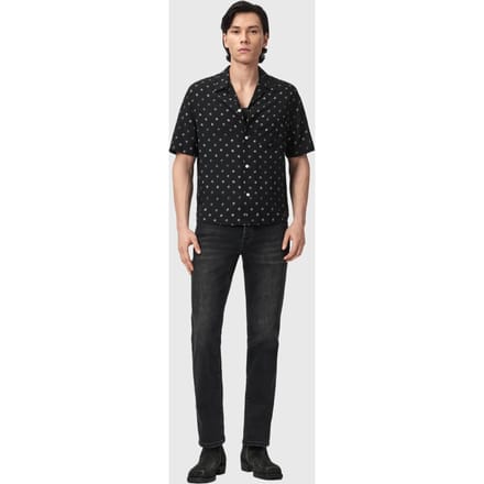 AllSaints Upton Ss Shirt Jet Black Größe: M | Casual hemden Outlet | Herren | Schwarz