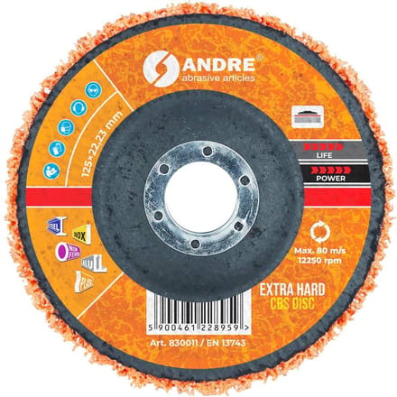 Andre CBS Serie - Schuurschijf - 125mm - Extra Hard - Oranje
