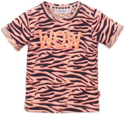 Dirkje baby meisjes t-shirt WOW Peach Navy