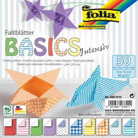 Folia vouwpapier Basic Intensive ft 15 x 15 cm, pak met 50 vel 1 stuks