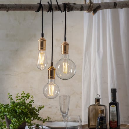 3 standen - Druppel-Edison lamp - E27 - 6.5W - Super Warm Wit <2200K - Filament - Helder